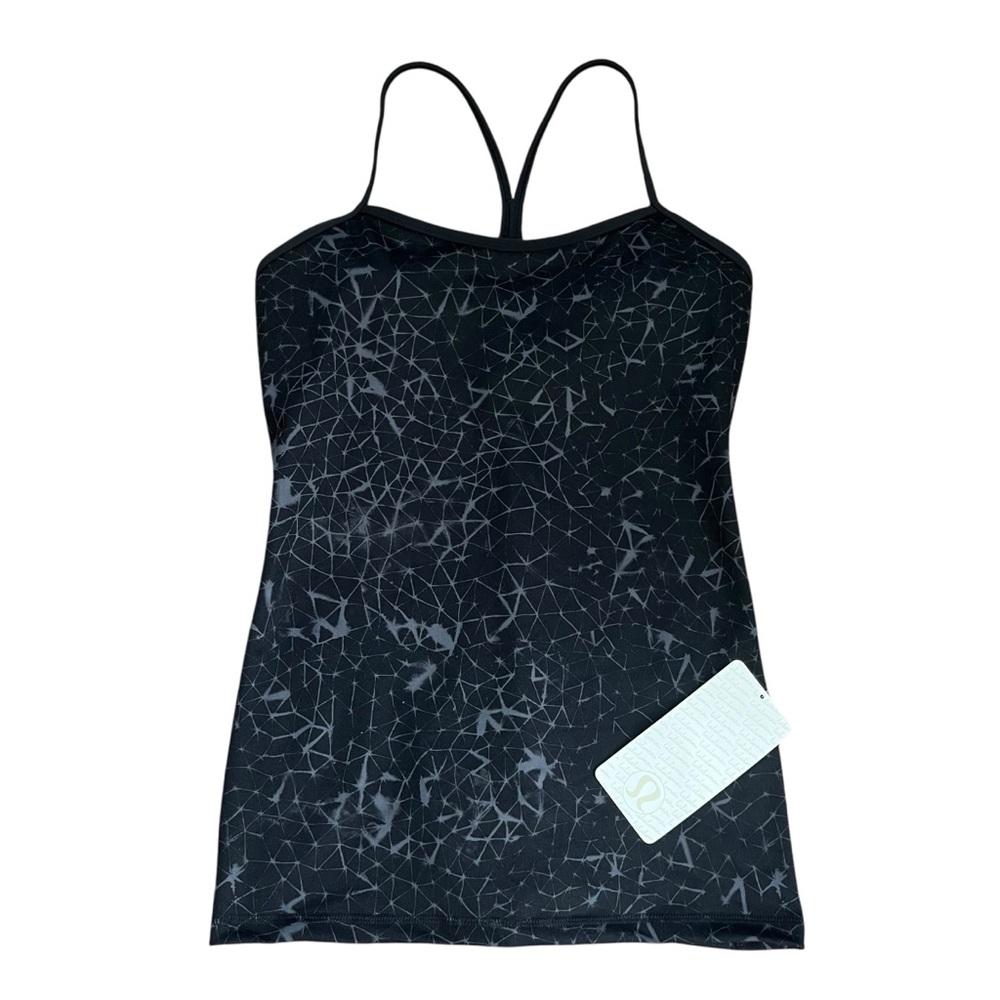 Lululemon Power Y Tank Built In Bra Size 10 NWT Black Gray Geometric Print - Picture 9 of 10